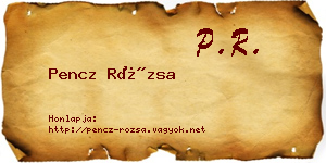 Pencz Rózsa névjegykártya